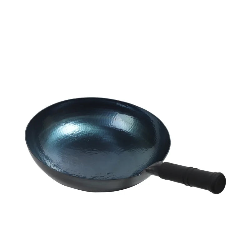 Master Star-Chinese Traditional Handmade Carbon Steel Forging Wok, Pre-Seasoned Wrought Iron Cauldron, Non-stick Gas Pot