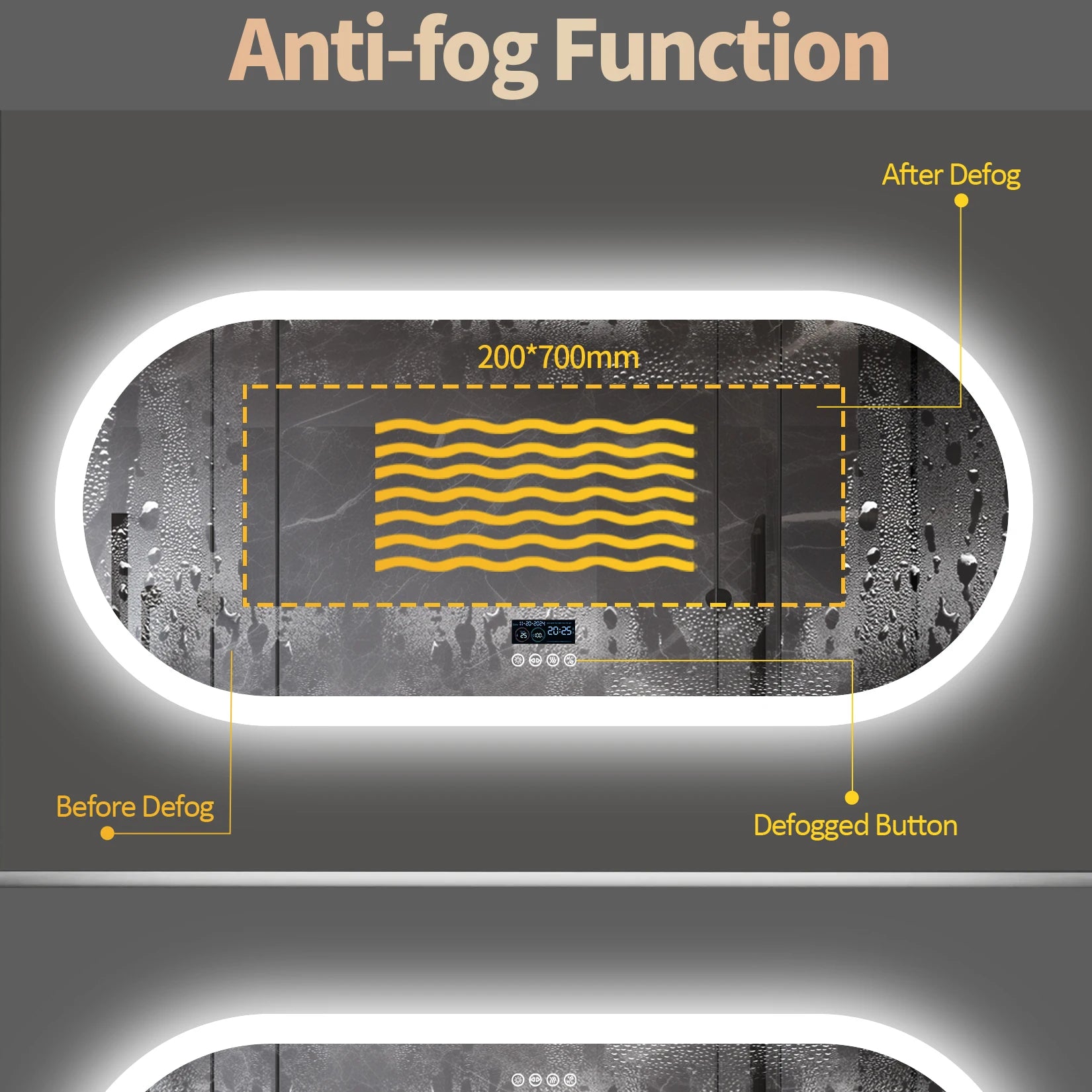 Oval LED Bathroom Mirror with Lights, Anti-Fog, Bluetooth Speaker, 3 Colors Temperature Dimmable Lighted Mirrors Waterproof
