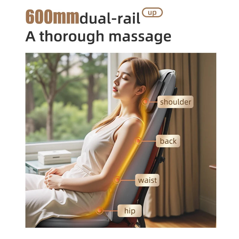 Full Body Luxury Shiatsu Massage Cushion with Heating 3D Kneading Vibration Back Neck Shoulder Massager Gift for Home Office Use