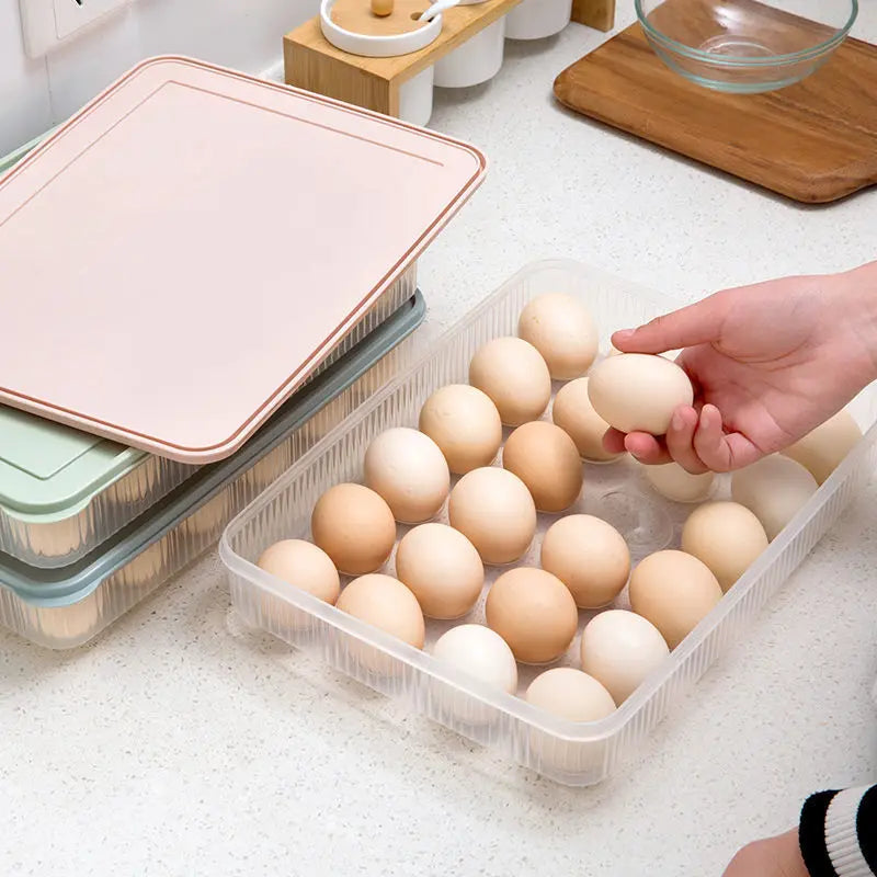 24 Grids Refrigerator Egg Storage Box Kitchen Refrigerator Household Preservation Plastic Dumpling Fresh-keeping Case Holder