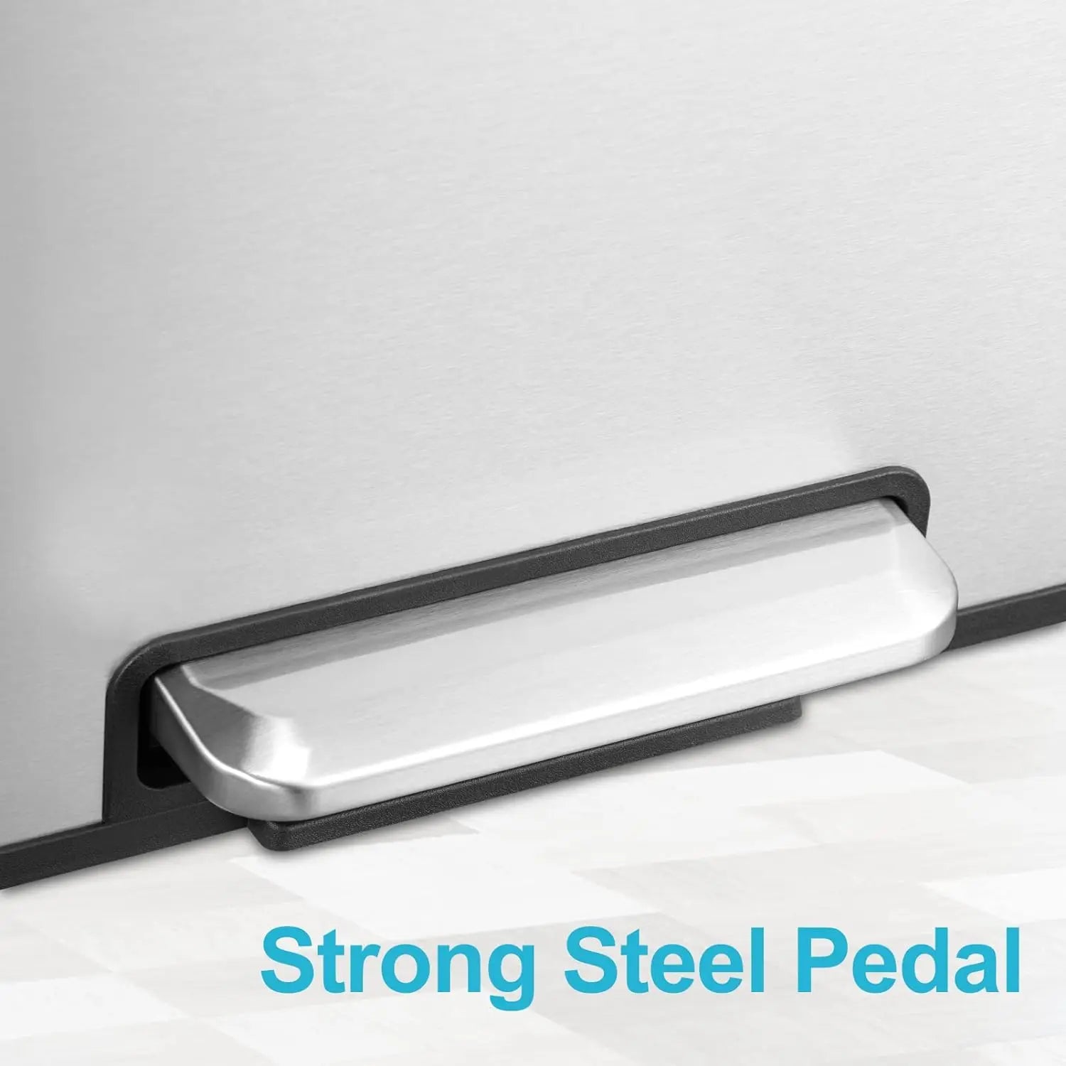 Dual Trash Can, Stainless Steel 2 x 4 Gal (2 x 15L) Garbage Can, Steel Pedal Recycle Bin with Lid and Inner Buckets, Rectangular