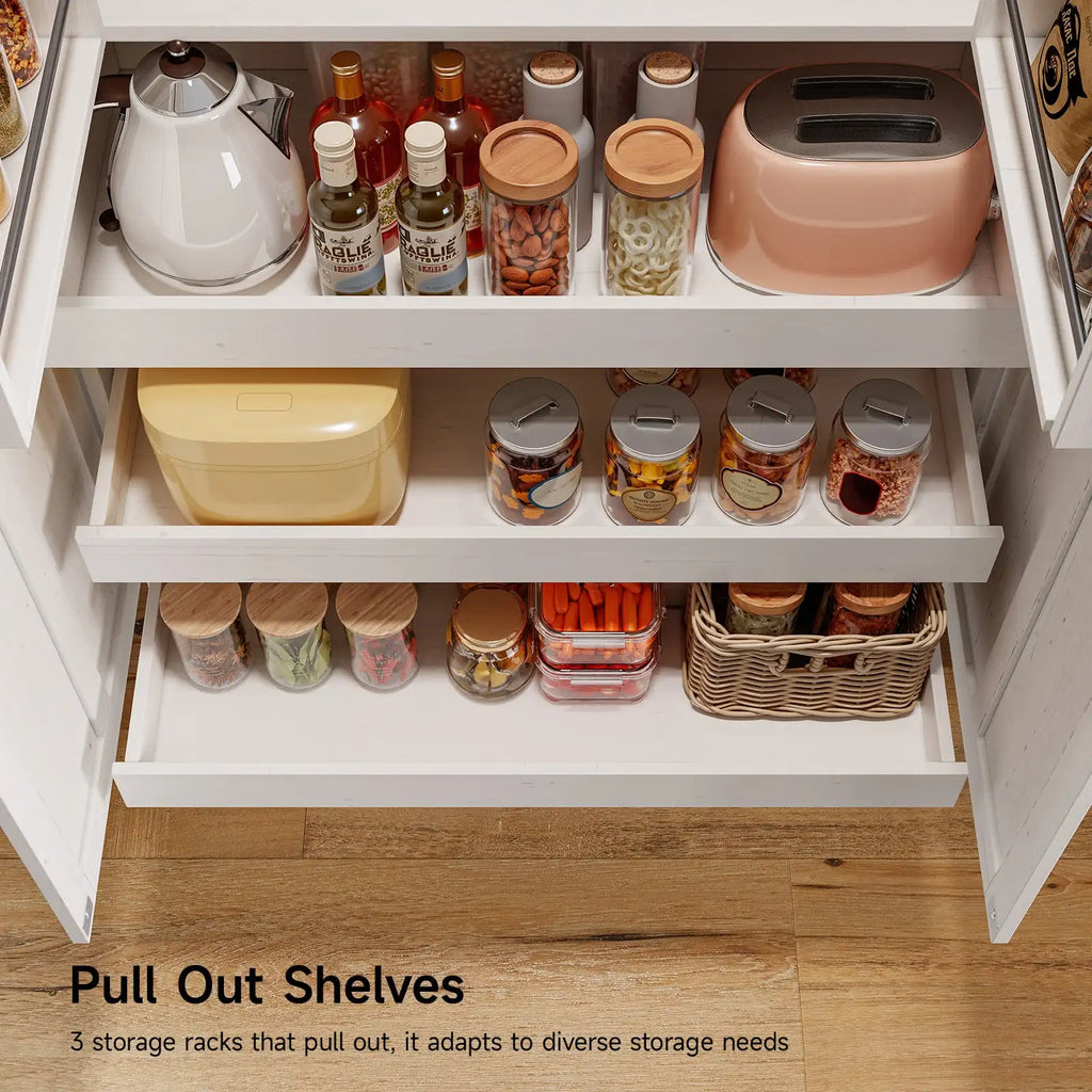 6 Door Kitchen Pantry Cabinet Pantry Storage Cabinet with Shelves, 71" Tall Farmhouse Freestanding Pantry for Kitchen