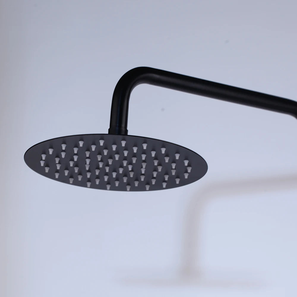 JIENI Matte Black Rainfall Shower Faucet Set Paint Black Bathtub Shower Mixer Faucet & Wall Mounted Hand Shower Mixer Faucet Set