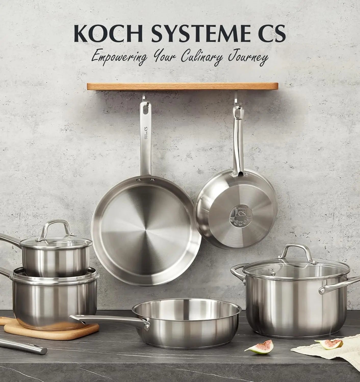KOCH SYSTEME CS 10 Piece Stainless Steel Pots and Pans Set,  Kitchen Cookware Sets, Induction Ready, Oven Safe to 450°F