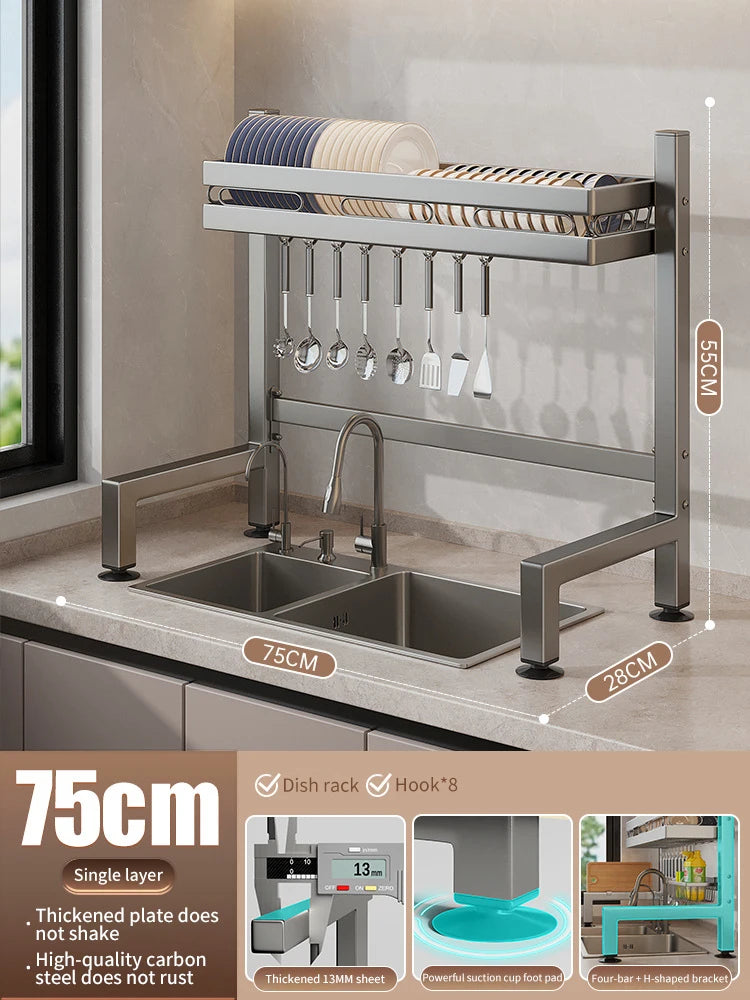 Kitchen Sink Dishwashing Double Layers Tablewares Storage Shelf Multi-functional Dish Drainer Countertop Organizer Accessories