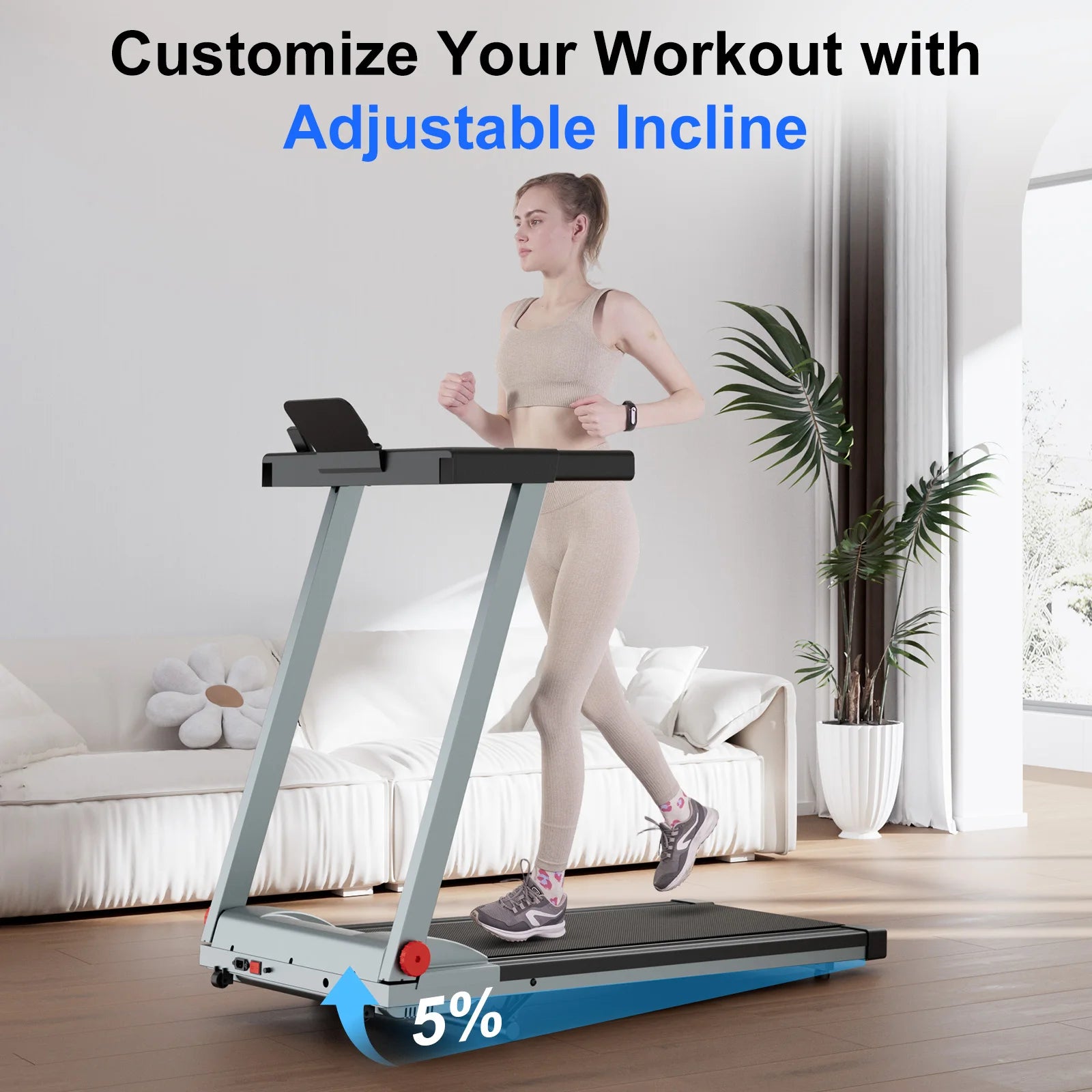 Hot 3.0HP Treadmill with 5% Incline Folding Handles App  Data LCD Screen 300lbs Walkingpad Treadmills for Home Exercise Machine