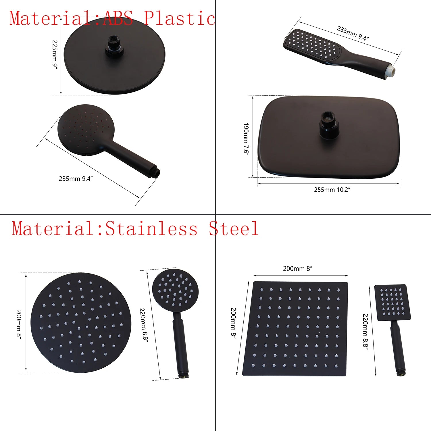 JIENI Matte Black Rainfall Shower Faucet Set Paint Black Bathtub Shower Mixer Faucet & Wall Mounted Hand Shower Mixer Faucet Set