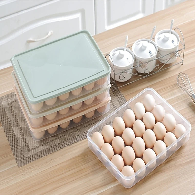 24 Grids Refrigerator Egg Storage Box Kitchen Refrigerator Household Preservation Plastic Dumpling Fresh-keeping Case Holder
