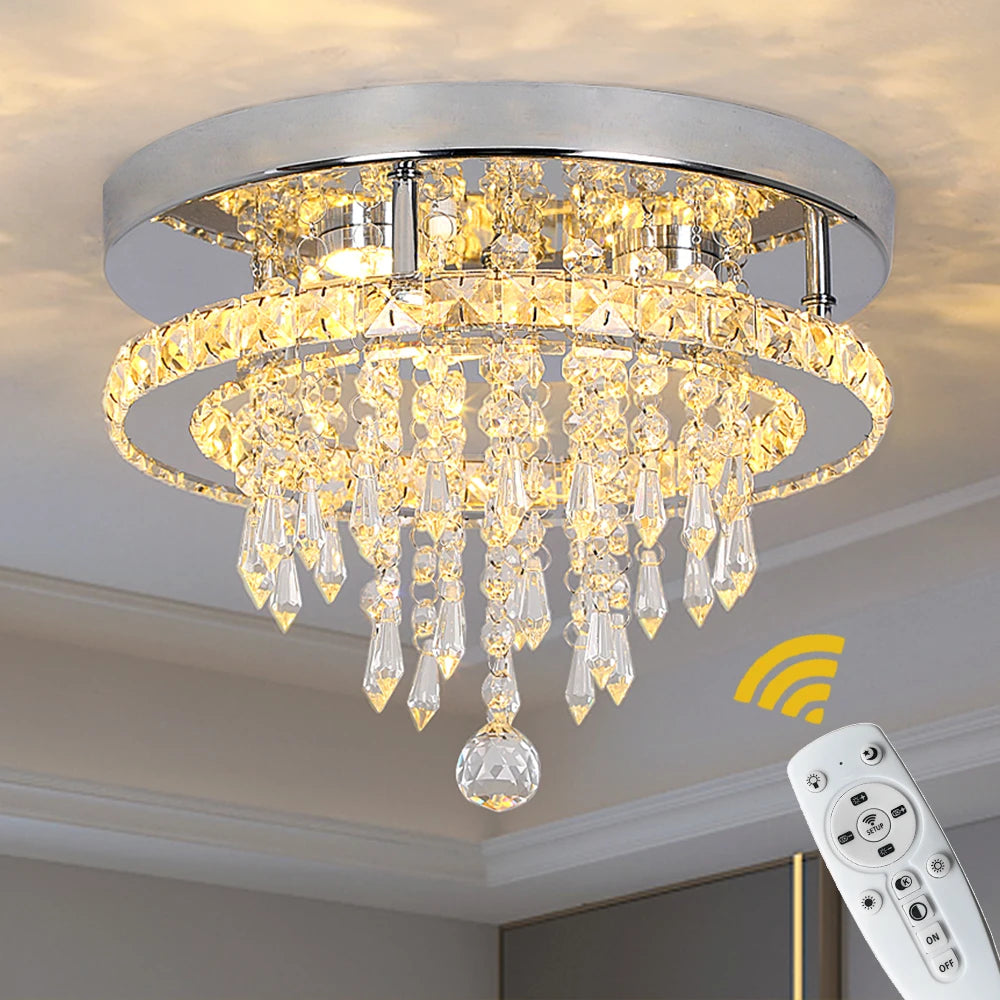 Modern K9 Luxury Crystal Ceiling Lamp Smart Led Living Dining Room Pendant Light Chandelier Remote Control Hanging Decor Luminai