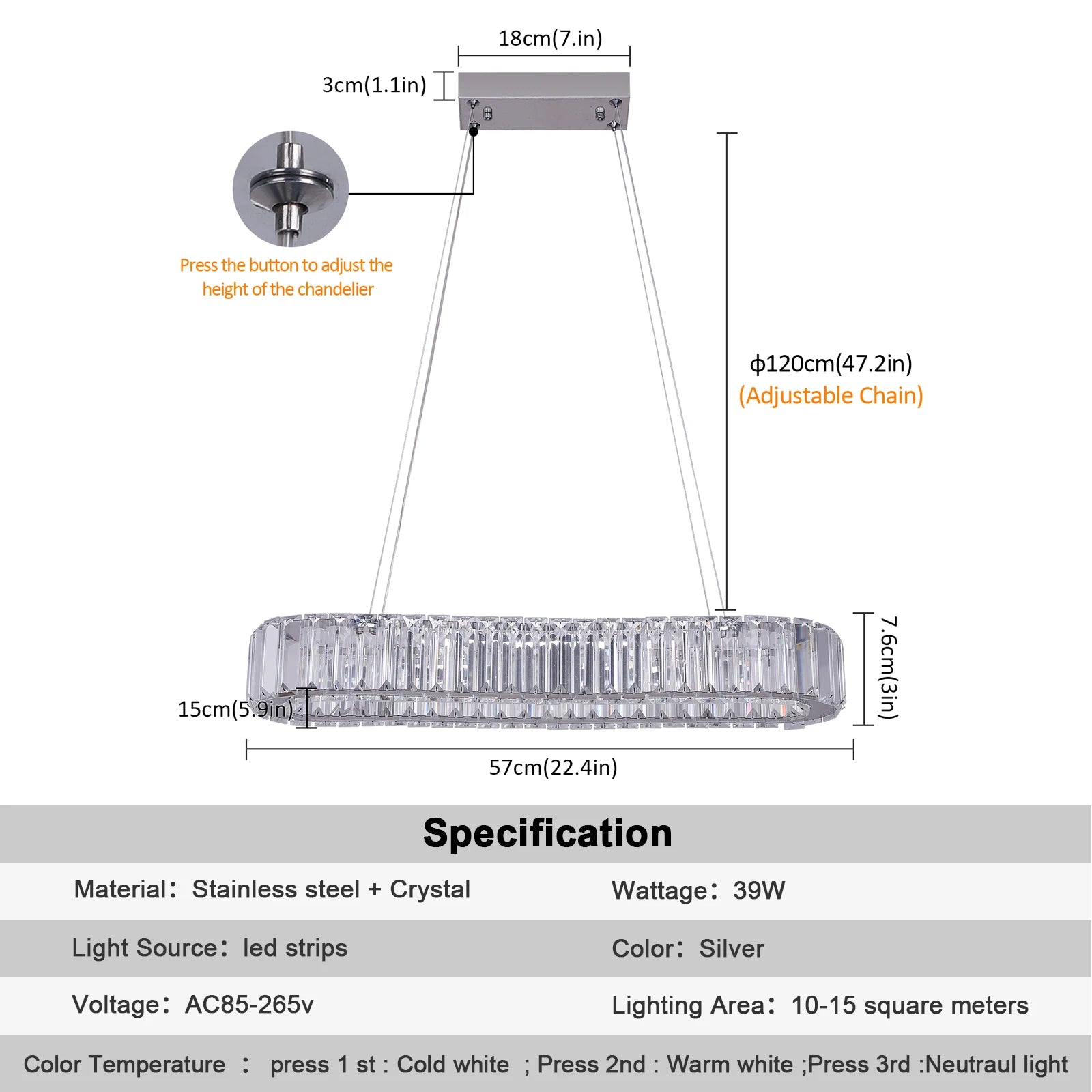 Luxury LED Pendant Light Modern Crystal Chandelier Living Dining Room Kitchen Ceiling Lamp Lustre Decor Indoor Bar Hang Fixture