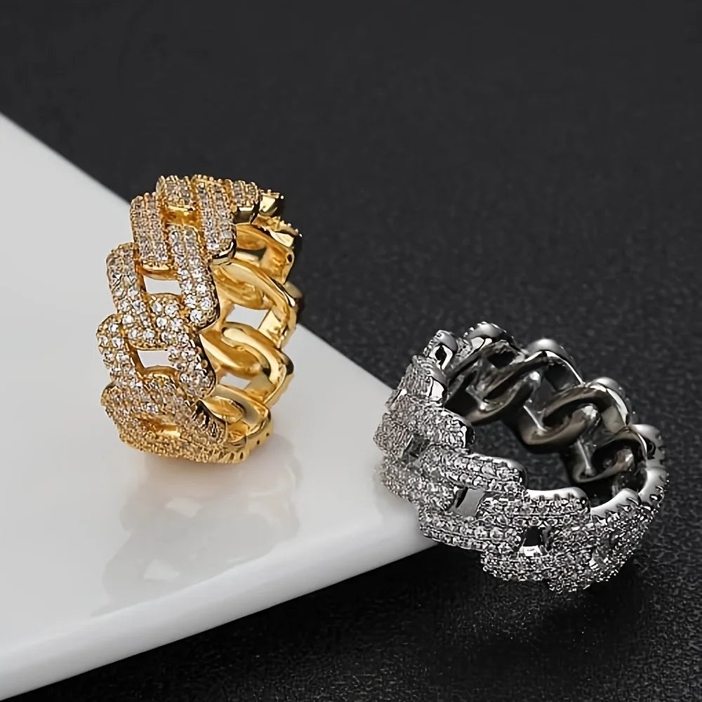 1pc S925 Sterling Silver with 5.4CT Moissanite American Street Hip Hop Cuban Ring, Unisex, Gemstone Jewelry | Gifts for Mother |