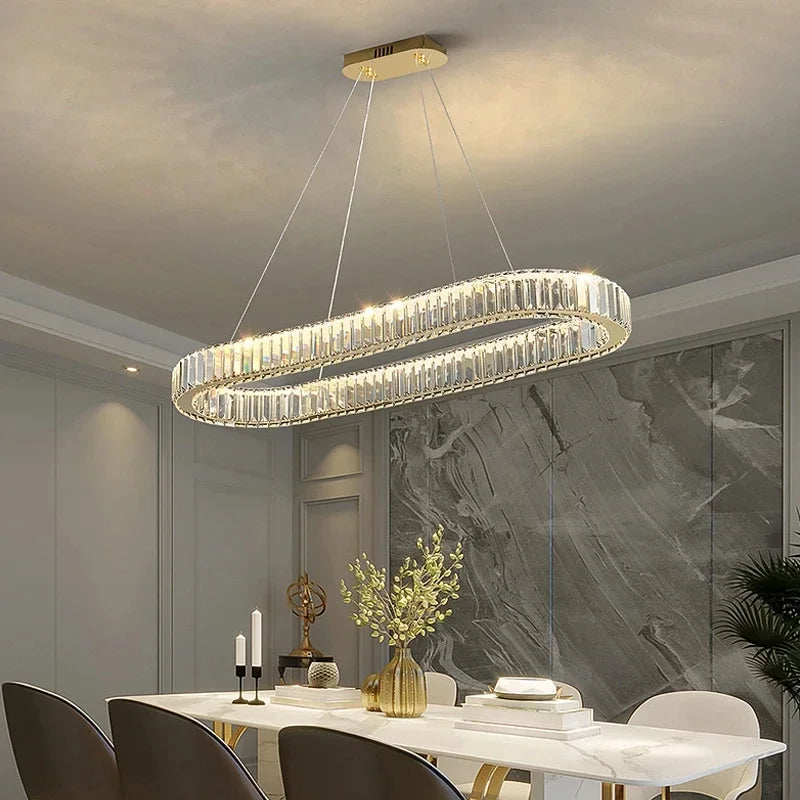 Luxury LED Pendant Light Modern Crystal Chandelier Living Dining Room Kitchen Ceiling Lamp Lustre Decor Indoor Bar Hang Fixture