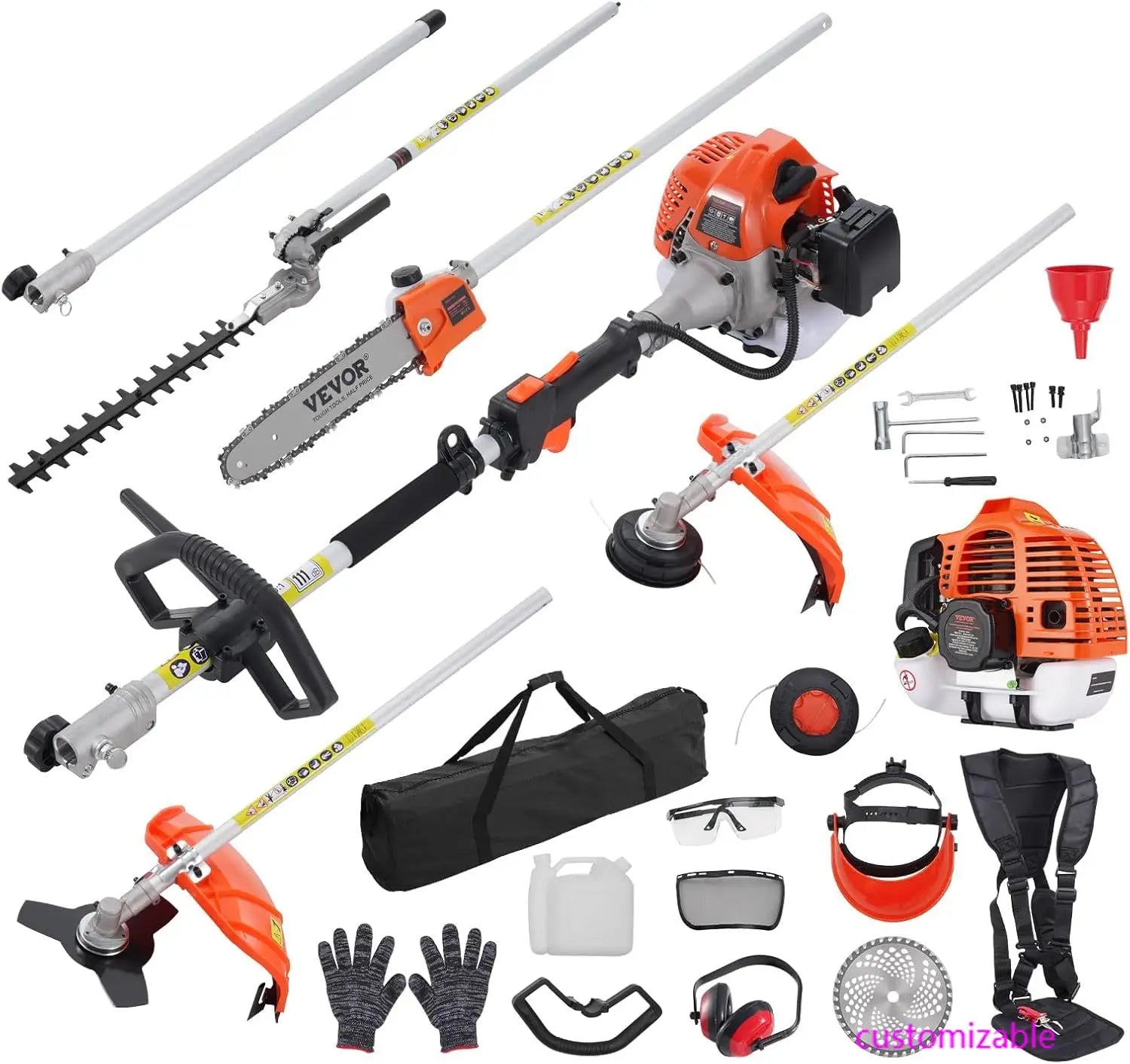 33CC Multi-Functional Trimming Tool: Gas Hedge Trimmer, Weed Eater, String Trimmer, Brush Cutter, and Pole Saw
