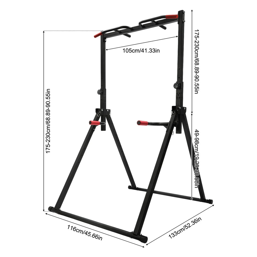 Foldable Power Tower Triangular Pull Up Station, Training Bars Load Capacity 200 kg, Multifunctional Fitness Training Device