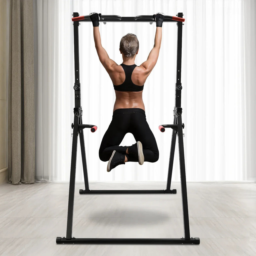Foldable Power Tower Triangular Pull Up Station, Training Bars Load Capacity 200 kg, Multifunctional Fitness Training Device