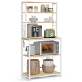 VASAGLE Baker's Rack, Microwave Oven Stand, Kitchen Tall Utility Storage Shelf, 6 Hooks And Metal Frame, Industrial