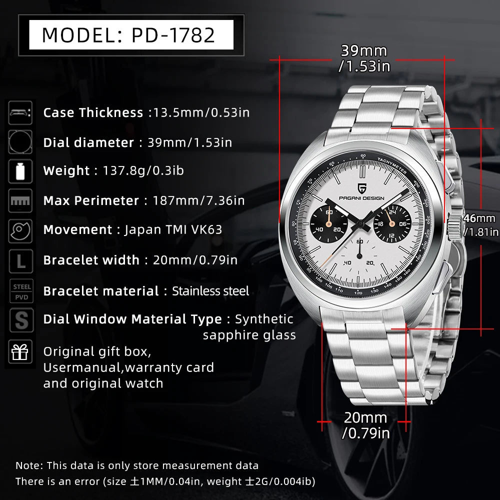 PAGANI DESIGN 2025 New Panda Dial Men Watches Luxury Quartz Watch For Men Japan VK63 Sport Chronograph Sapphire glass Wristwatch