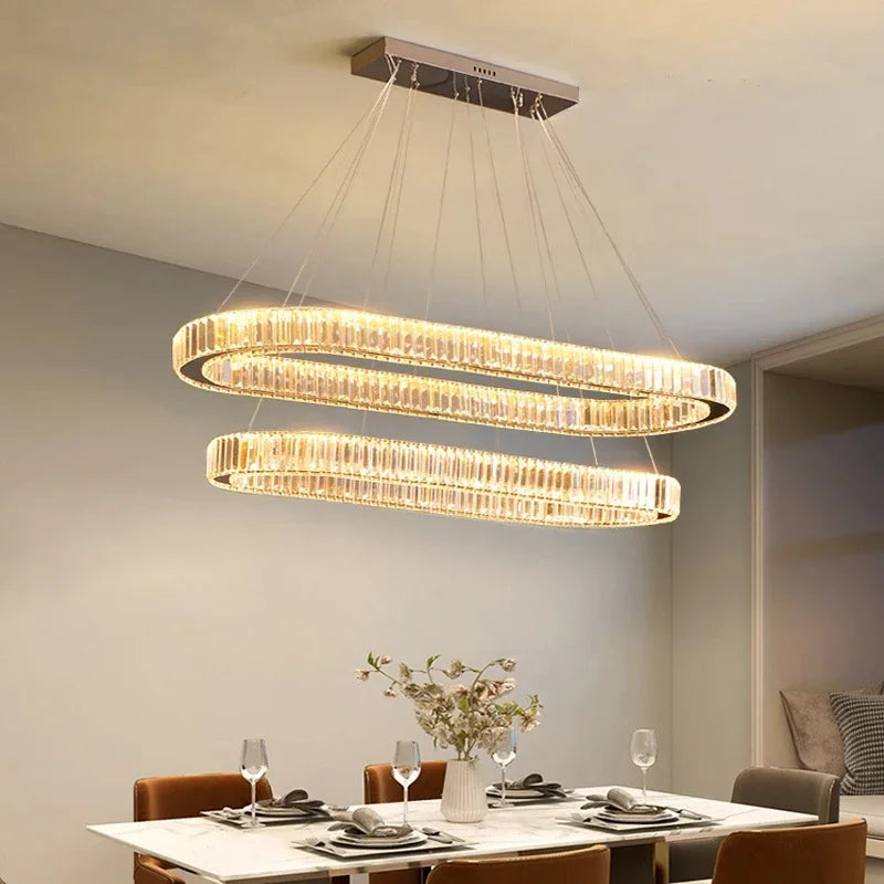 Luxury LED Pendant Light Modern Crystal Chandelier Living Dining Room Kitchen Ceiling Lamp Lustre Decor Indoor Bar Hang Fixture
