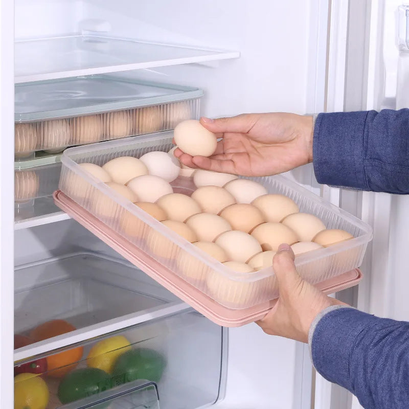 24 Grids Refrigerator Egg Storage Box Kitchen Refrigerator Household Preservation Plastic Dumpling Fresh-keeping Case Holder