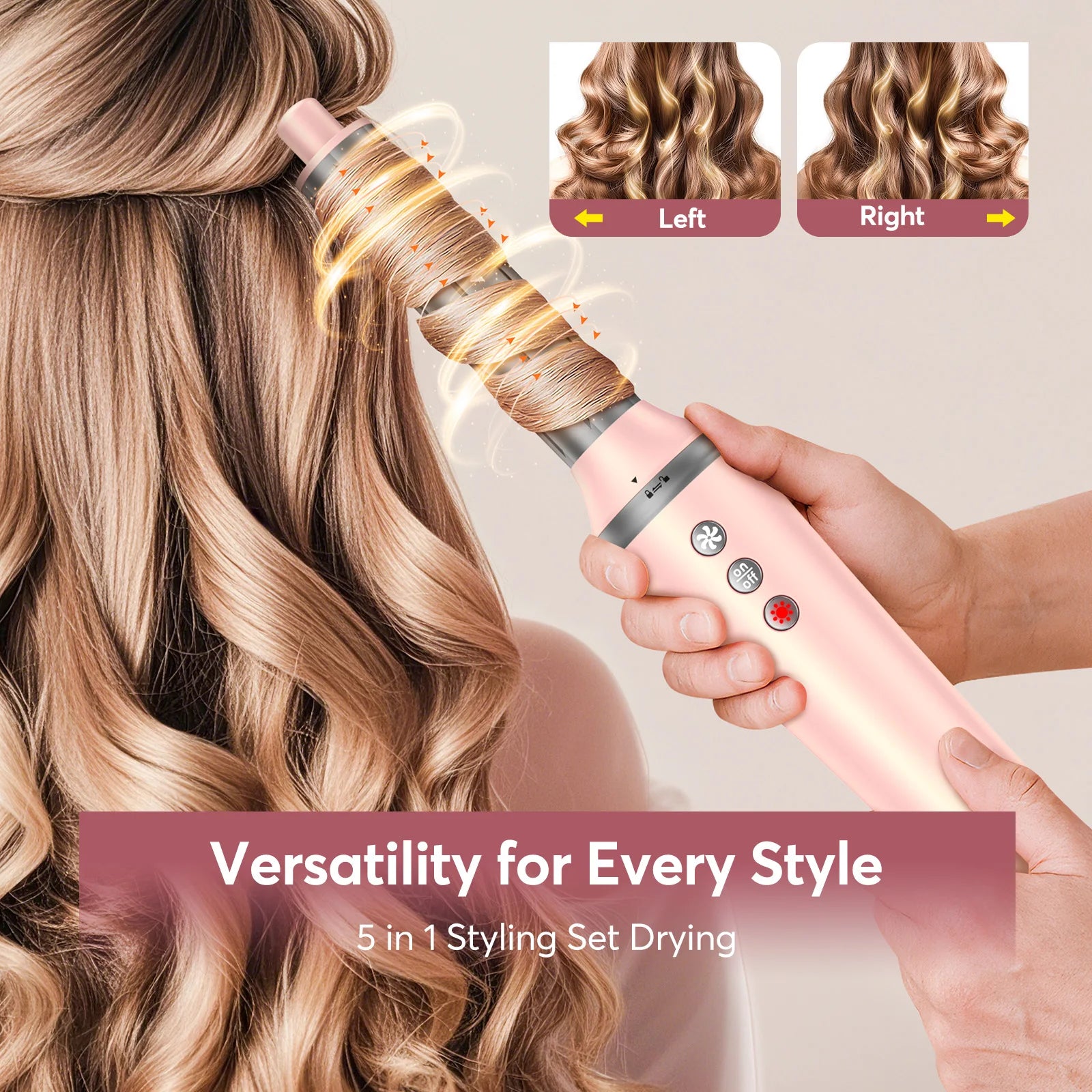 High Speed 5 in 1 Hair Dryer Hot Air Comb Set,Hair Brush Curling Iron Hair Straightener Styling Tool For Blow Dryer Gift Box