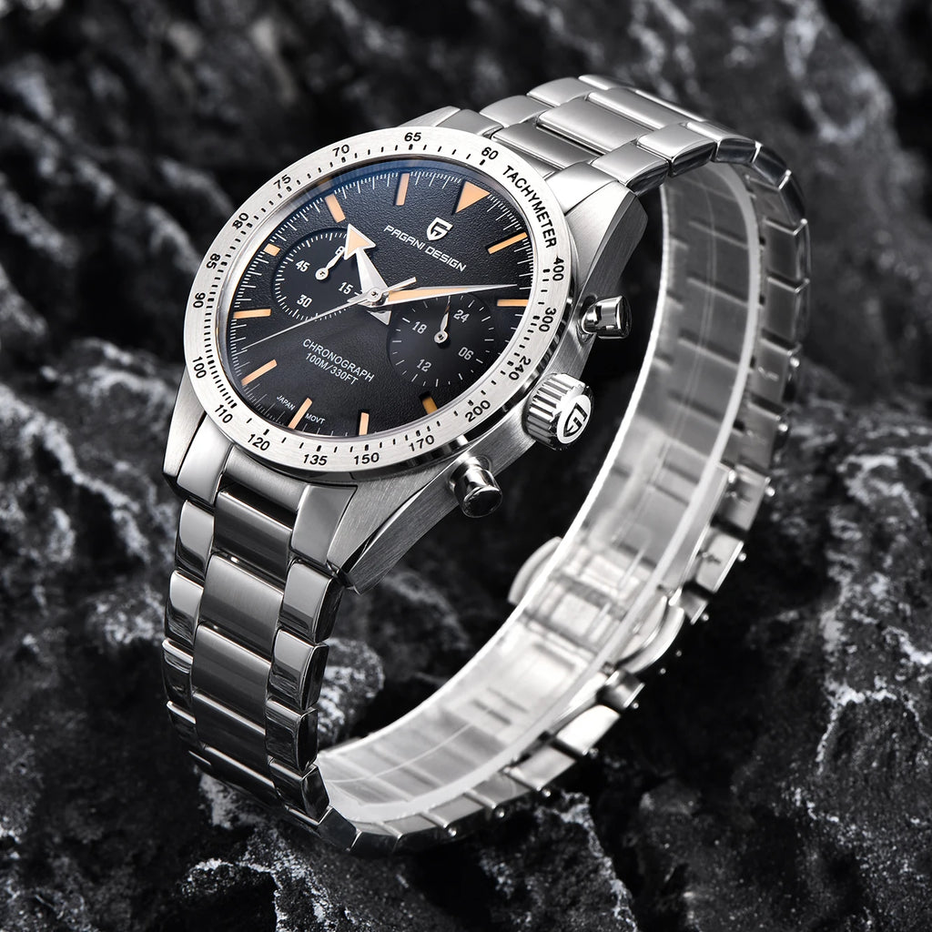 PAGANI DESIGN 2026 New Retro Mens Watches Moon Quartz Watch For Men Speed Sports Chronograph AR Sapphire VK64 Clock Reloj Hombre