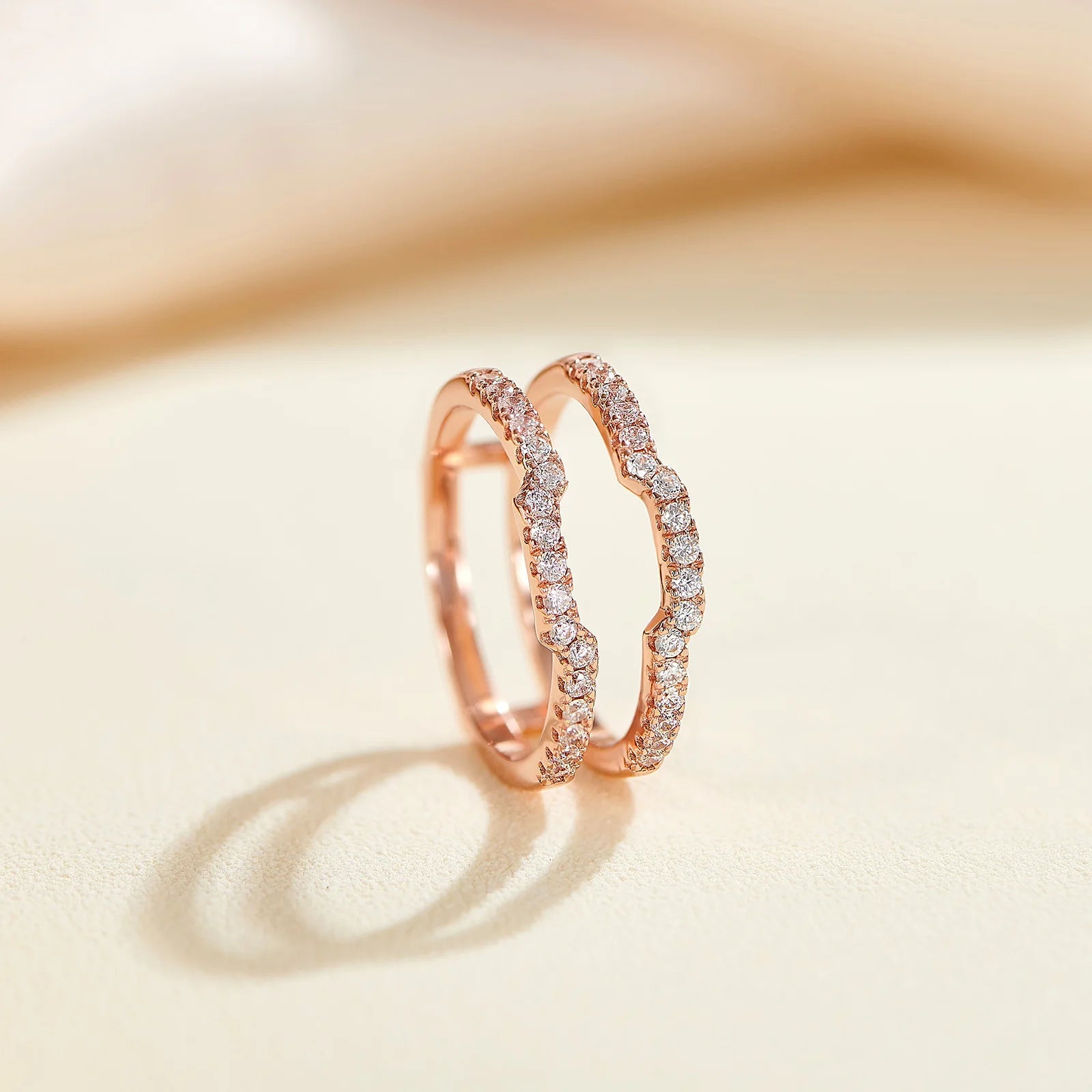 Newshe K Gold Color 925 Silver Jewelry Wedding Rings Enhancers for Women Square Hollow Guard Band AAAAA CZ Anniversary Gift