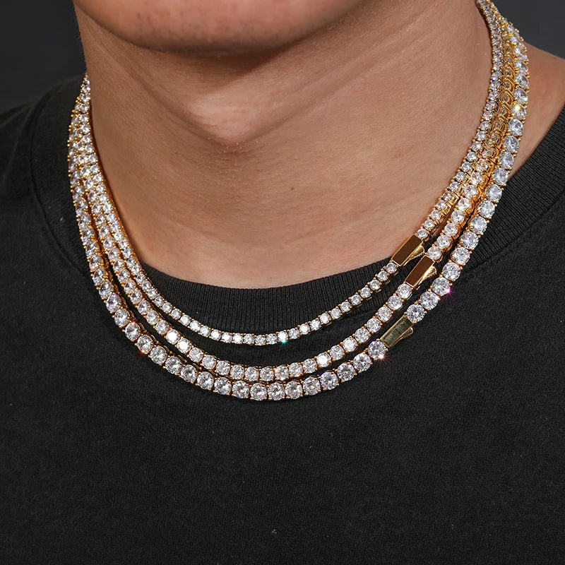 TUHE With Certificate Moissanite Tennis Necklace 925 Sterling Silver For Women Men Hip Hop Jewelry Custom Tennis Chain Necklace