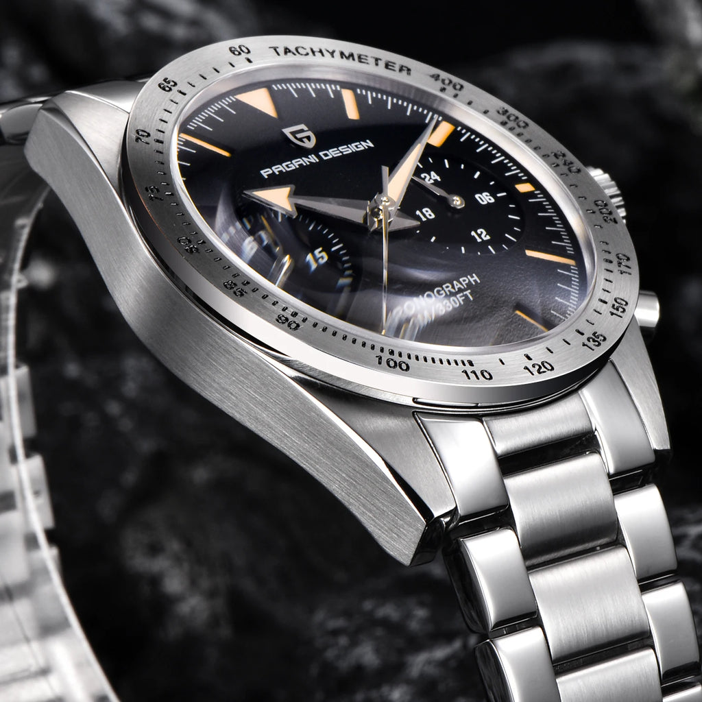 PAGANI DESIGN 2026 New Retro Mens Watches Moon Quartz Watch For Men Speed Sports Chronograph AR Sapphire VK64 Clock Reloj Hombre