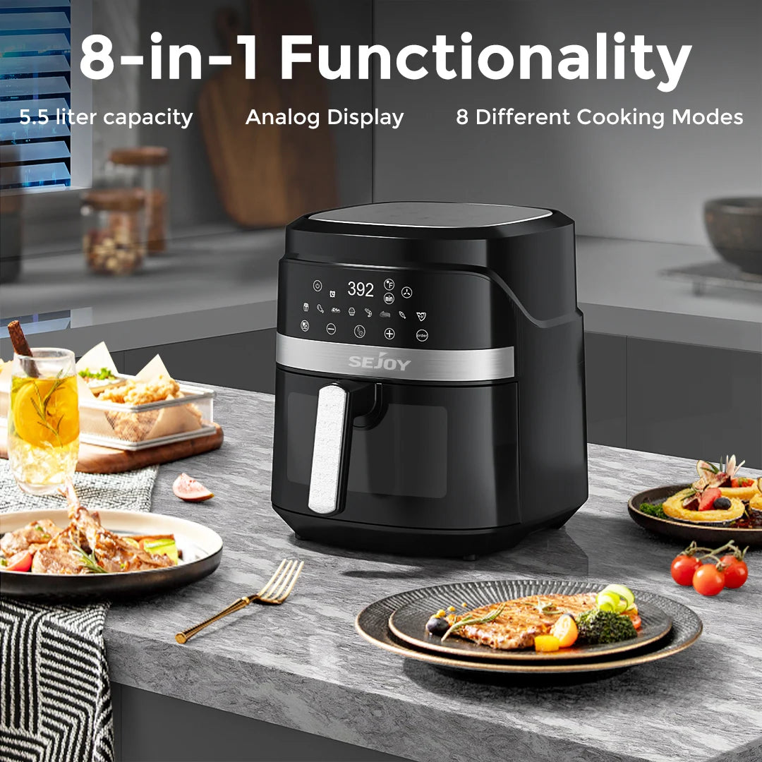 Air fryer 8-in-1,6L  Electric Hot fryer Oven Oilless Cooker,Roast, Bake, Plus Bake, Dehydrate, and Keep Food Warm, 120V