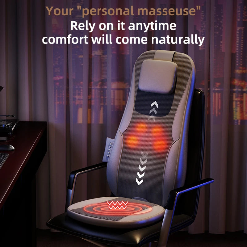 Full Body Luxury Shiatsu Massage Cushion with Heating 3D Kneading Vibration Back Neck Shoulder Massager Gift for Home Office Use