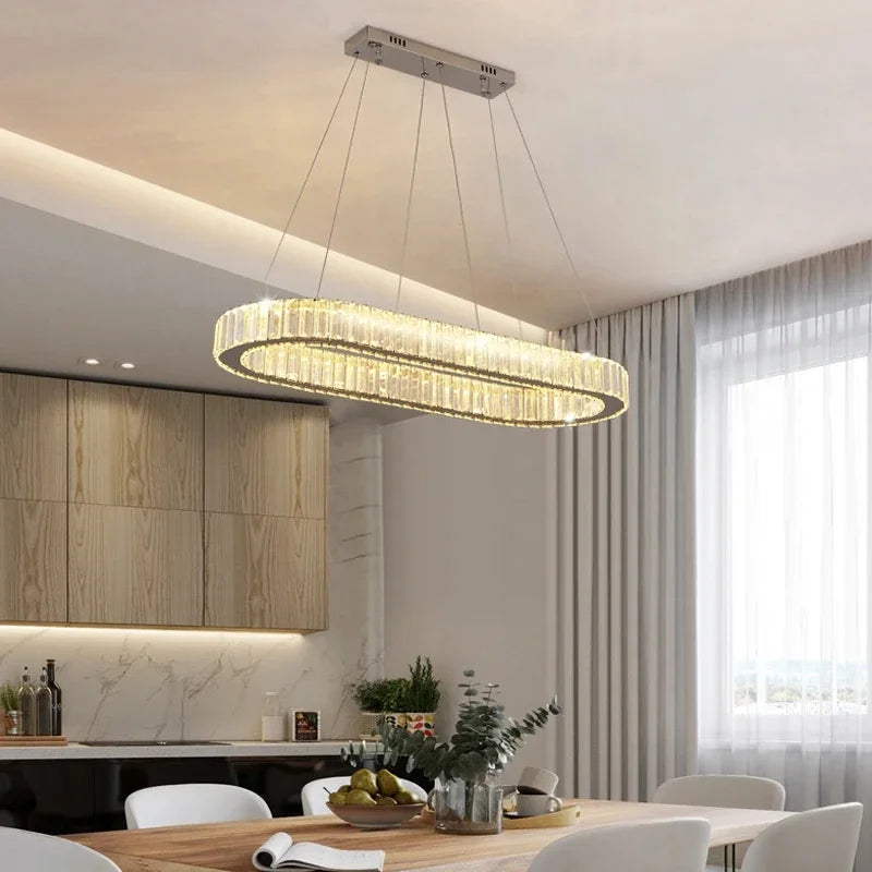 Luxury LED Pendant Light Modern Crystal Chandelier Living Dining Room Kitchen Ceiling Lamp Lustre Decor Indoor Bar Hang Fixture