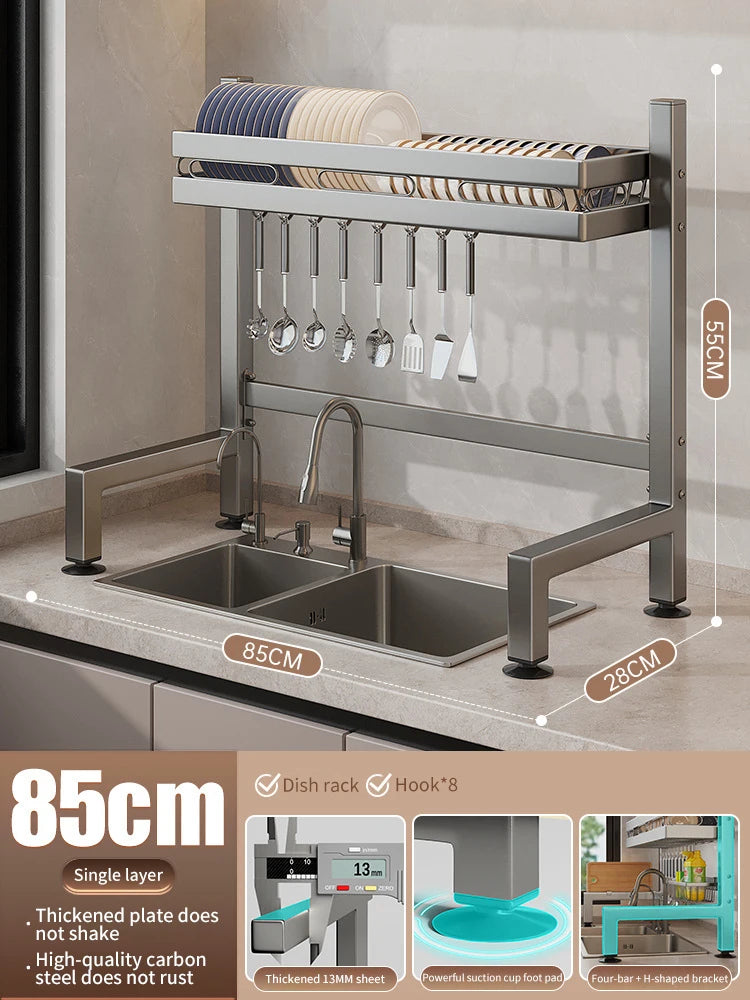 Kitchen Sink Dishwashing Double Layers Tablewares Storage Shelf Multi-functional Dish Drainer Countertop Organizer Accessories