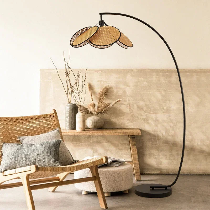 Knitting Rattan LED Lighting Floor Lamps Nightlight Home Decor Living Room Stand Light Bedside Lamp for Bedroom