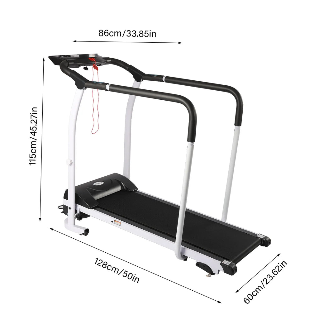 12-Speed-Gears Recovery Fitness Walking Treadmill 0.5-6km/H with Full Length Handrails & Heart Rate Sensor