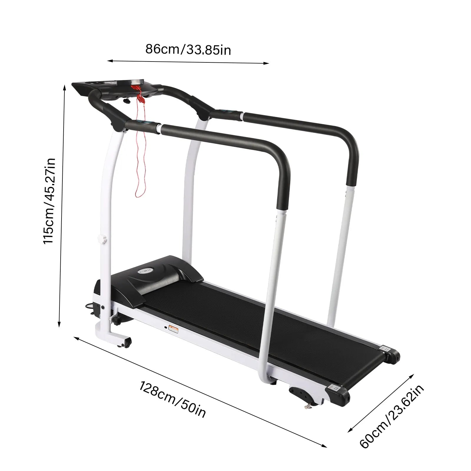 12-Speed-Gears Recovery Fitness Walking Treadmill 0.5-6km/H with Full Length Handrails & Heart Rate Sensor