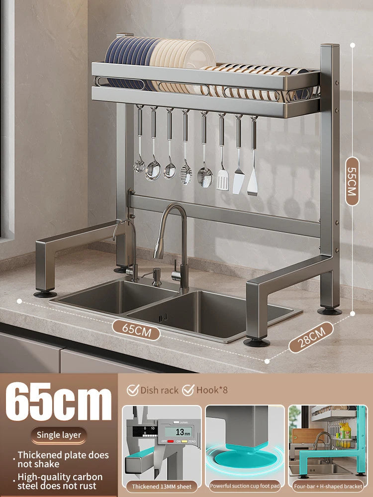 Kitchen Sink Dishwashing Double Layers Tablewares Storage Shelf Multi-functional Dish Drainer Countertop Organizer Accessories