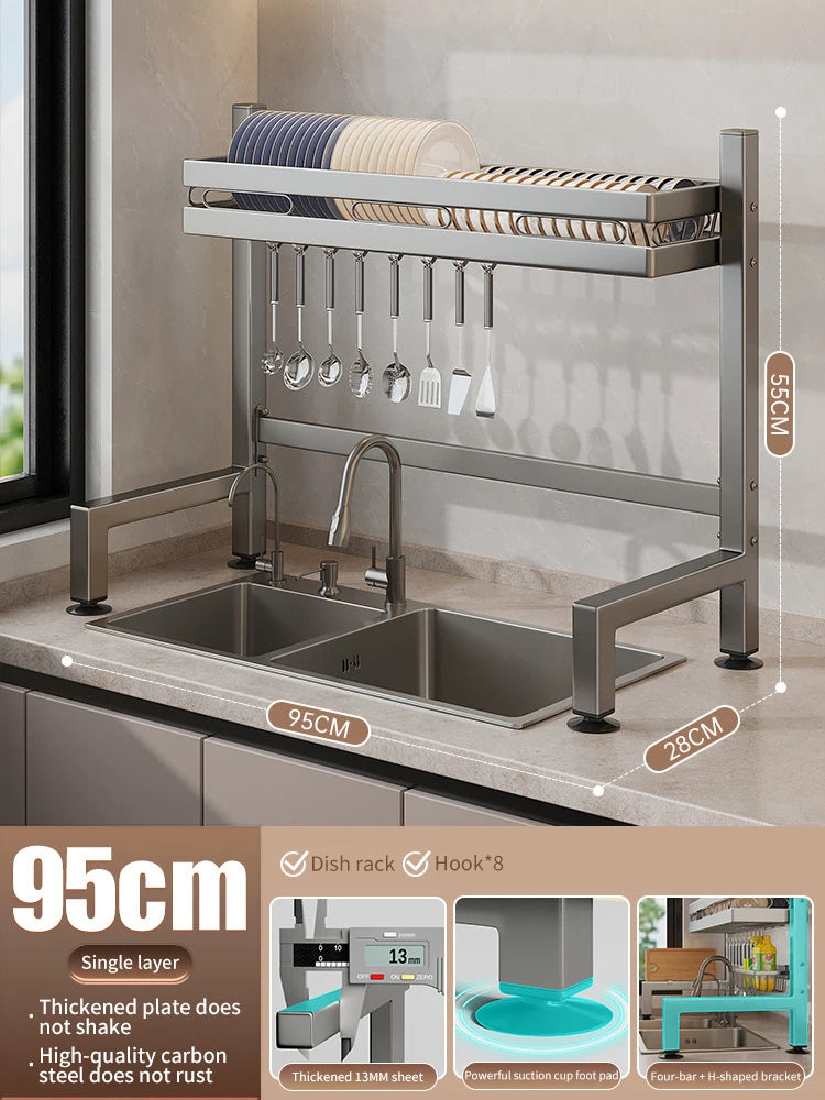 Kitchen Sink Dishwashing Double Layers Tablewares Storage Shelf Multi-functional Dish Drainer Countertop Organizer Accessories