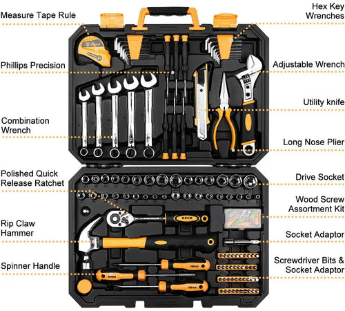 158-Piece Household Tool Kit with Storage Case - Auto Repair & DIY Hand Tools for Home Garage Workshop