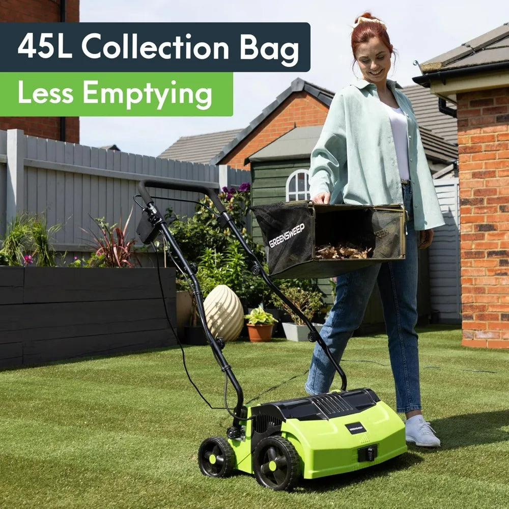 Artificial Grass Sweeper Vacuum with 45L Bag, 5 Height Settings, and Foldable Handle