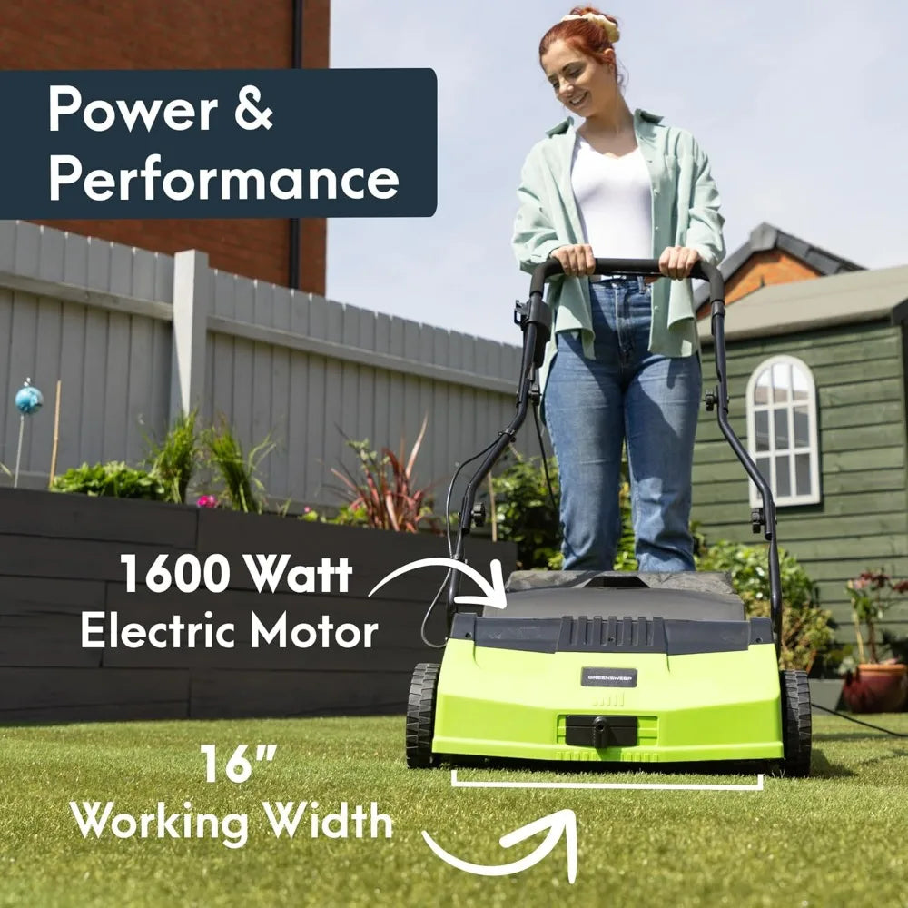 Artificial Grass Sweeper Vacuum with 45L Bag, 5 Height Settings, and Foldable Handle