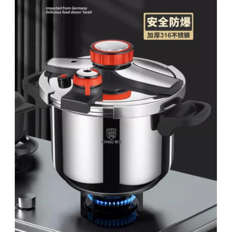 Thickened Pressure Cooker for Home Use, 316 Stainless Steel, Anti-Explosion, Gas and Induction Cookers Compatible