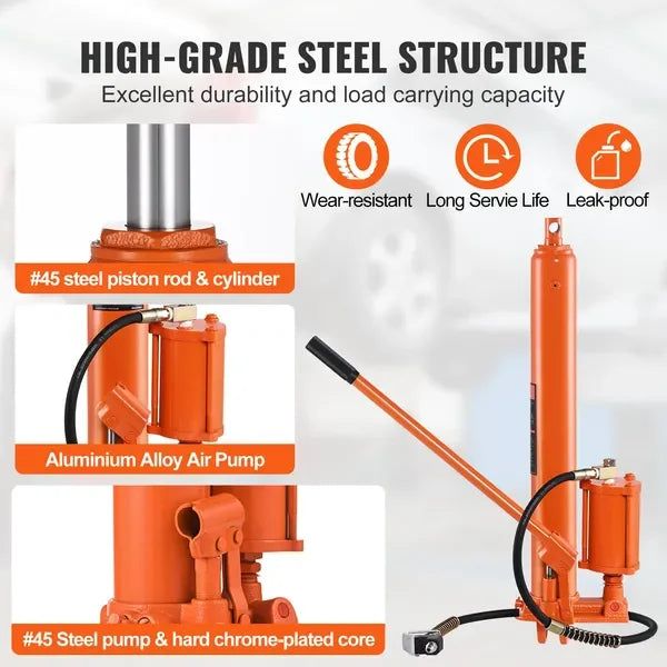 VEVOR Hydraulic Long Ram Jack 8Ton Clevis Base Engine Hoist Cylinder Single Pump