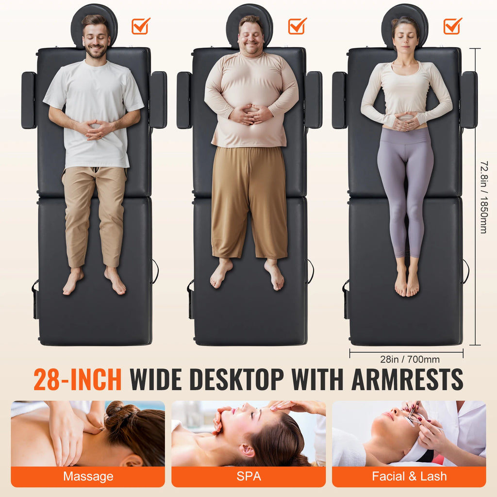 SucceBuy Portable Massage Table Folding Lightweight Adjustable Salon Bed for Massage Center Spa Therapy Clinic Home Beauty Bed