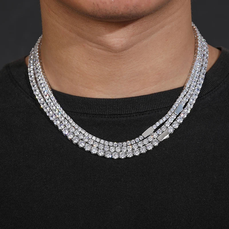 TUHE With Certificate Moissanite Tennis Necklace 925 Sterling Silver For Women Men Hip Hop Jewelry Custom Tennis Chain Necklace