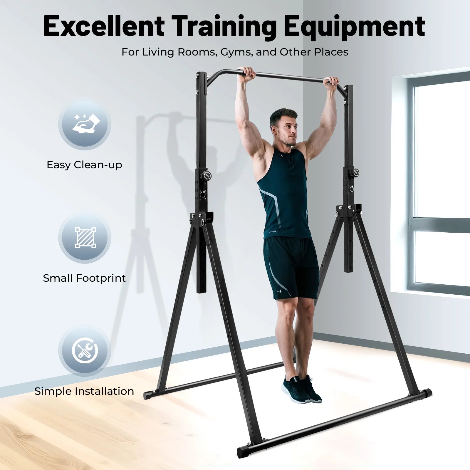 Triangular Pull Up Station for Home Gym Strength Training Equipment Adjustable Height Max Load-bearing Capacity 440.92lbs
