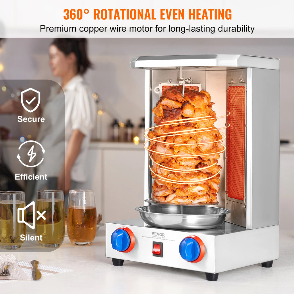 SucceBuy Shawarma Grill Machine13 lbs Chicken Shawarma Cooker Gas Vertical Broiler Gyro Rotisserie Oven Doner Kebab for Home